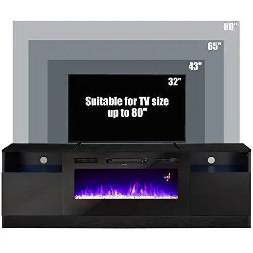 Amerlife Electric Fireplace TV Stand  36″ Flame Effect Entertainment Center with LED Lighting