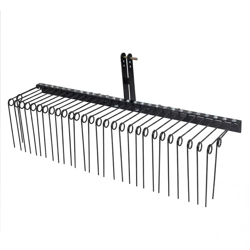 72-Inch Tow-Behind Pine Straw Rake  30-Coil Steel Tine Landscape Tool