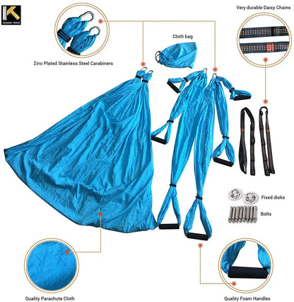 Air Yoga Starter Kit  Includes Adjustable Aerial Hammock + Foldable KT Swing Stand Frame