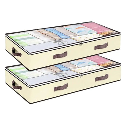 Zippered Under-Bed Storage Bin  90L Foldable Fabric Organizer for Seasonal Items