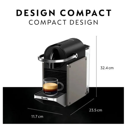 Nespresso Pixie Titan by Breville  Compact Espresso Machine with 19-Bar Pressure, Titanium Finish, BEC440TTN Model