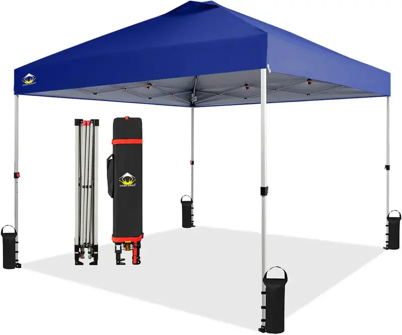 10×10 One-Click Pop-Up Awning  Silver-Coated Sunshade Canopy for Beach, Picnic & Outdoor Events