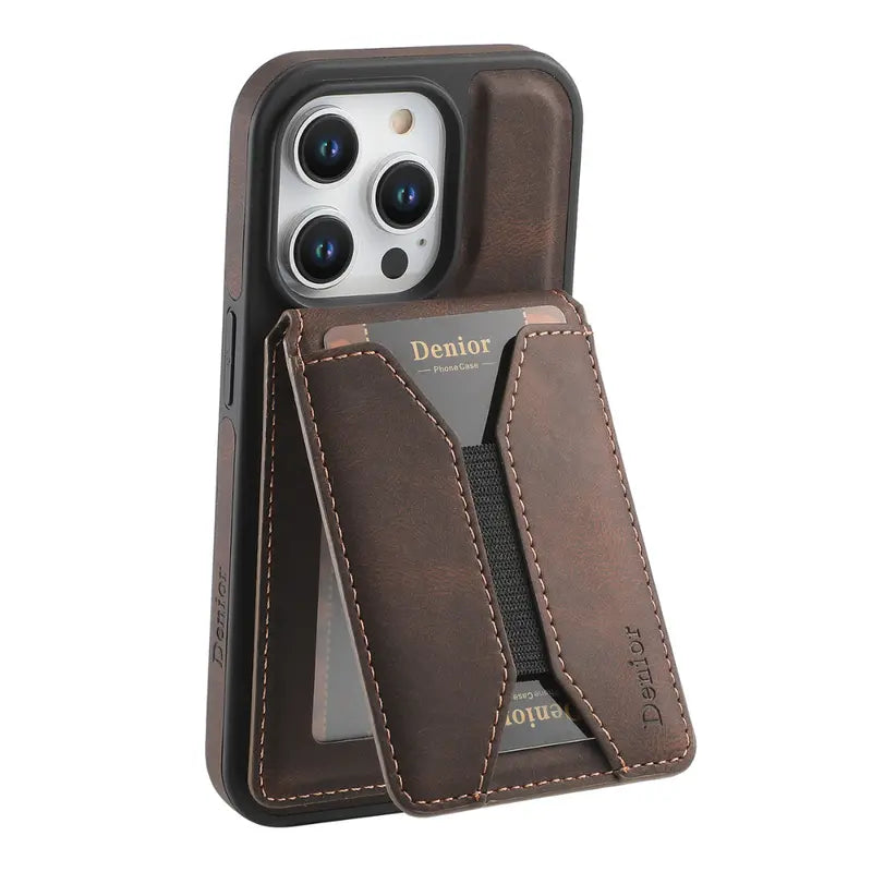Magnetic Leather Wallet Case for iPhone  MagSafe Compatible with Card Slot