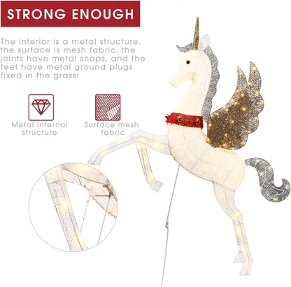 CiniQy Lighted Christmas Pegasus, 4.7FT Outdoor Decoration with 140 Warm White LEDs, Weatherproof for Indoor/Outdoor Use