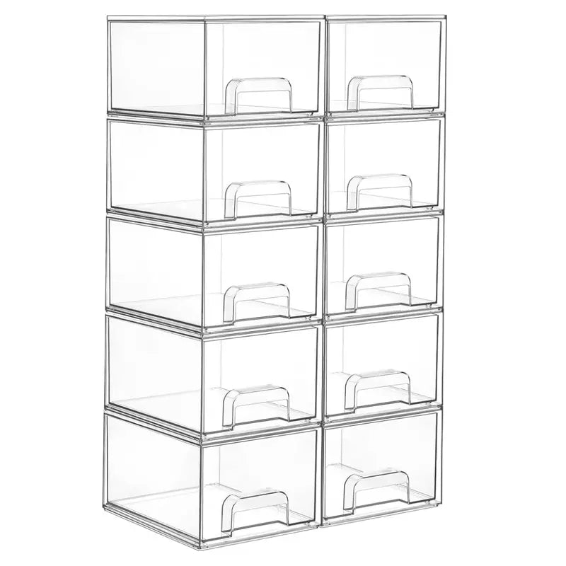Clear Acrylic Stackable Drawer Organizer for Bathroom Vanity & Toiletries