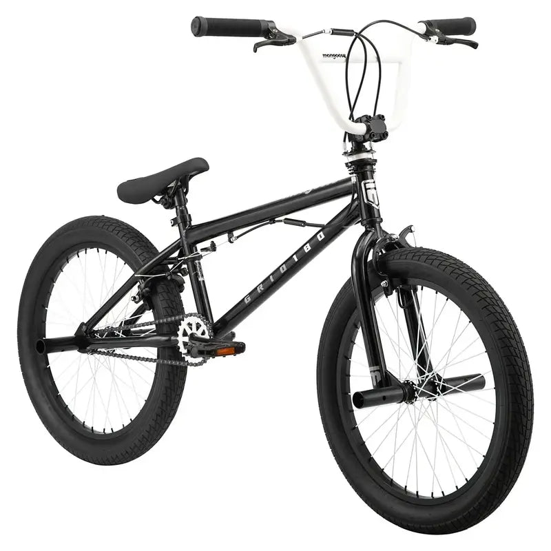 Mongoose Grid 180 BMX Freestyle Bike  20-Inch Wheels, Single-Speed, Matte Black Finish