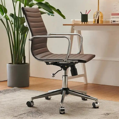 LUXMOD Ribbed Ergonomic Office Chair  Breathable Mesh Back & Adjustable Seat