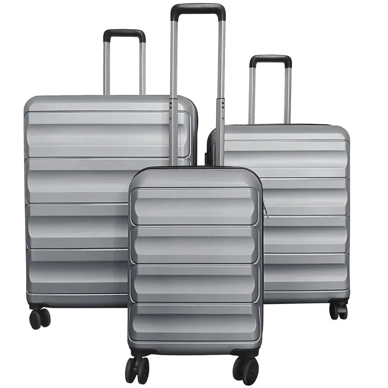 Lightweight 3-Piece Hardshell Spinner Luggage Set — 20/24/28 Inch (Wide Cross Stripe Design)