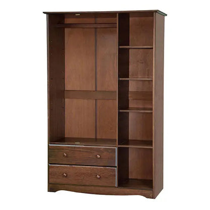Mocha-Finished Grand Armoire  100% Solid Wood Wardrobe Cabinet