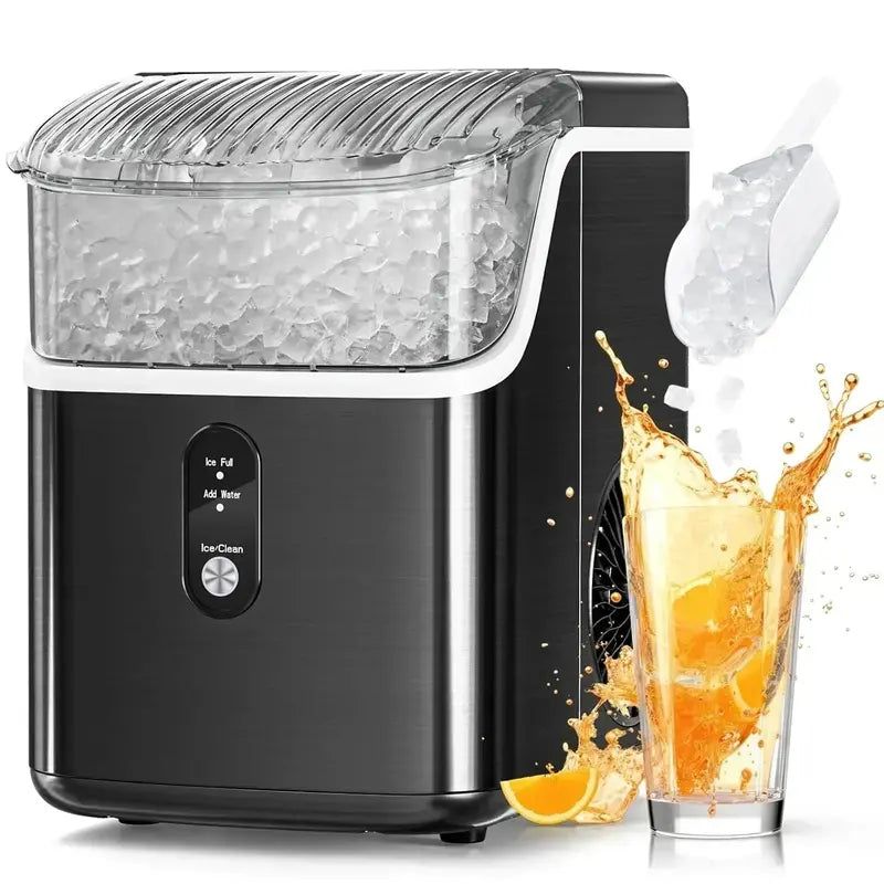 Countertop Nugget Ice Maker with Chewable Pellet Ice and Auto-Cleaning Function