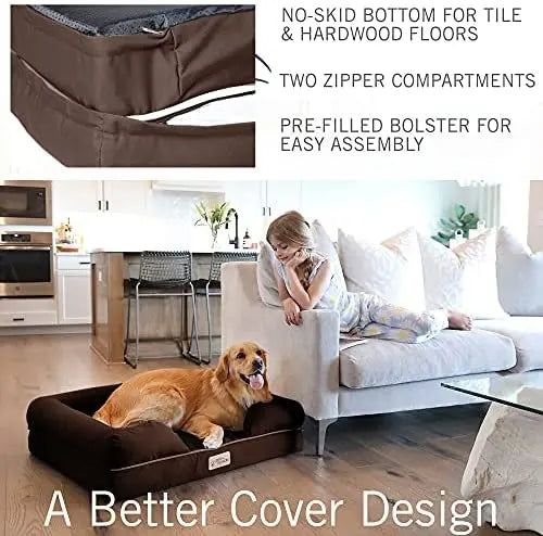 PetFusion Ultimate Orthopedic Dog Bed  CertiPUR-US Memory Foam, Large Size, Waterproof, Durable Cover, 3-Year Warranty