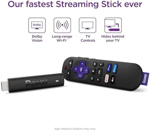 Roku Streaming Stick 4K | 4K/HDR/Dolby Vision | Portable | Free & Live TV | Roku Voice Remote