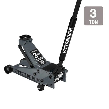 Pittsburgh 3-Ton Floor Jack  Rapid Pump Lift Mechanism, Slate Gray Finish, Professional-Grade Stability