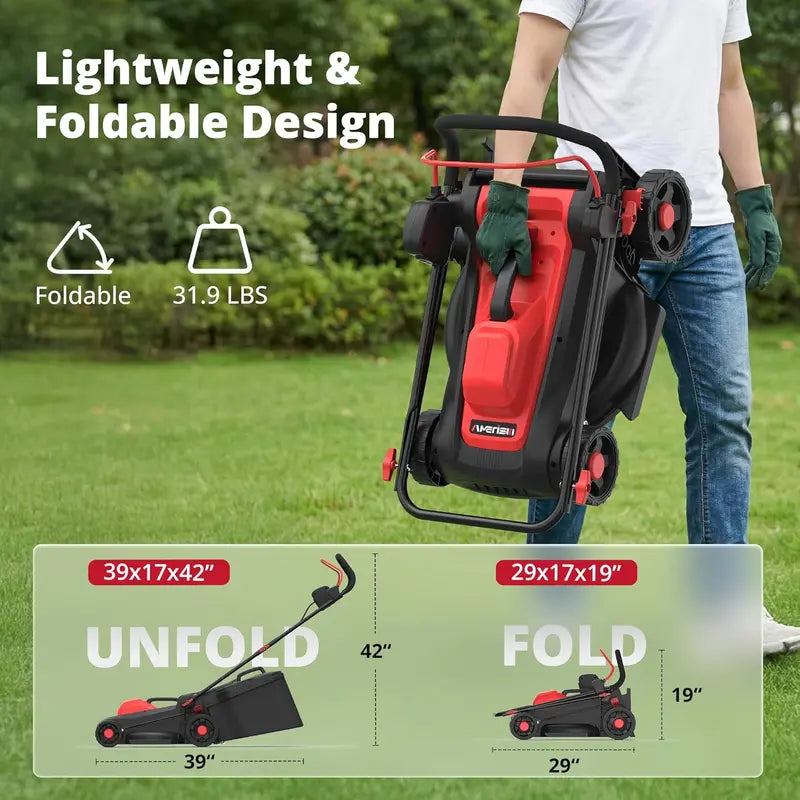 14″ 12.5A Corded Electric Lawn Mower — 2-in-1 Mulching & Side Discharge