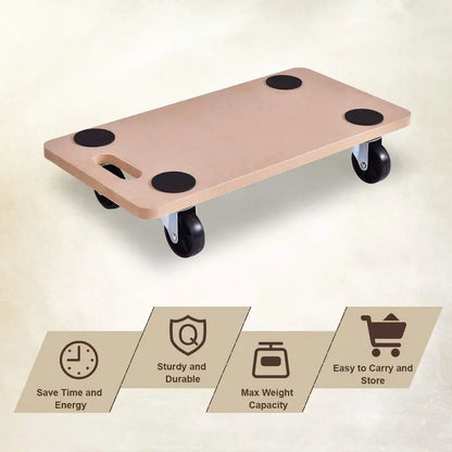 Heavy-Duty Moving Dolly with 23″ x 11.5″ Wood Platform for Furniture & Appliance Transport