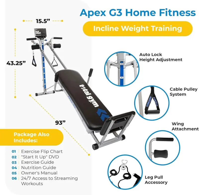 Total Gym APEX Home Fitness System  Full-Body Workout Equipment