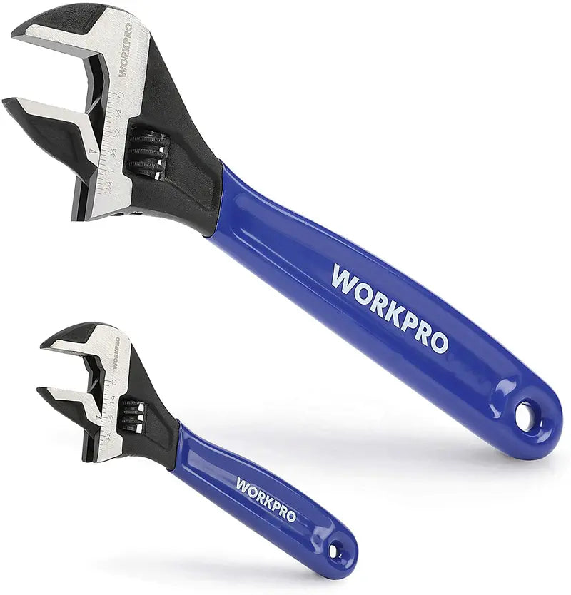 WORKPRO Adjustable Wrench Set  2-Piece Professional Tool Kit for Home, Garage & Workshop Use