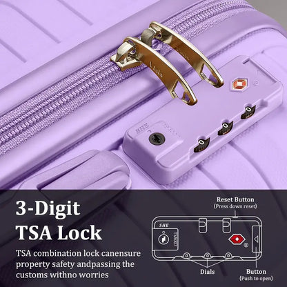 Lightweight 5-Piece PP Hardshell Carry-On Luggage Set  Dual Spinner Wheels & TSA Lock Travel Suitcases