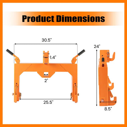 Adjustable 3-Point Quick Hitch  3000 lb Towing Capacity with 5-Position Height Settings