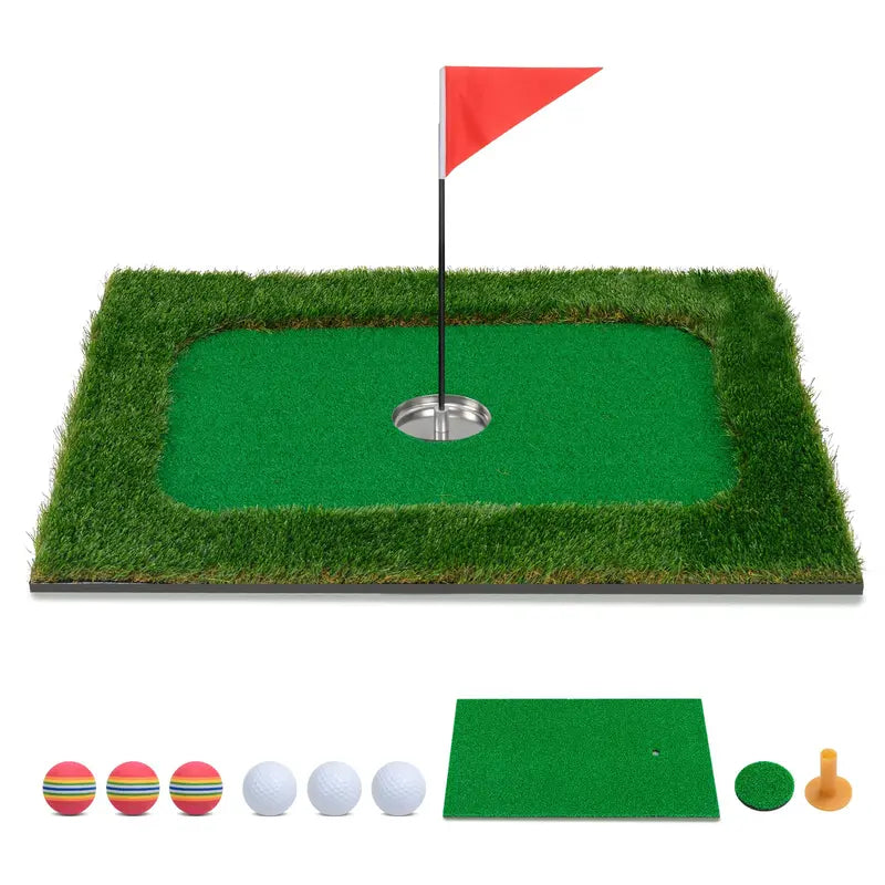Rectangular Floating Pool Golf Green  Compact Chipping Mat Set with Accessories (35.5¡å x 23.5¡å)