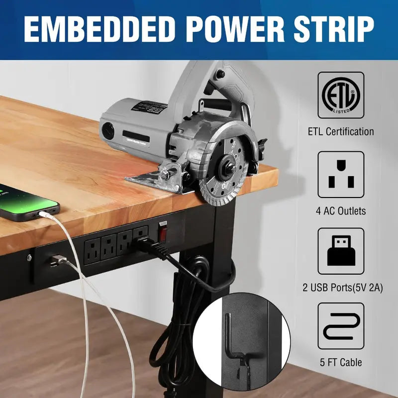WORKPRO 48″ x 22″ Heavy-Duty Adjustable Workbench  1500-LB Load, Hardwood Surface