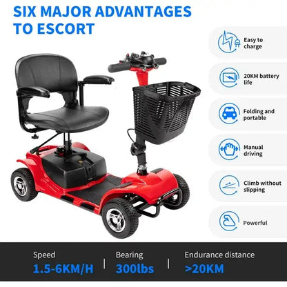 2025 UltraLite A898 Portable 4-Wheel Mobility Scooter  Lightweight Design, 14-Mile Range