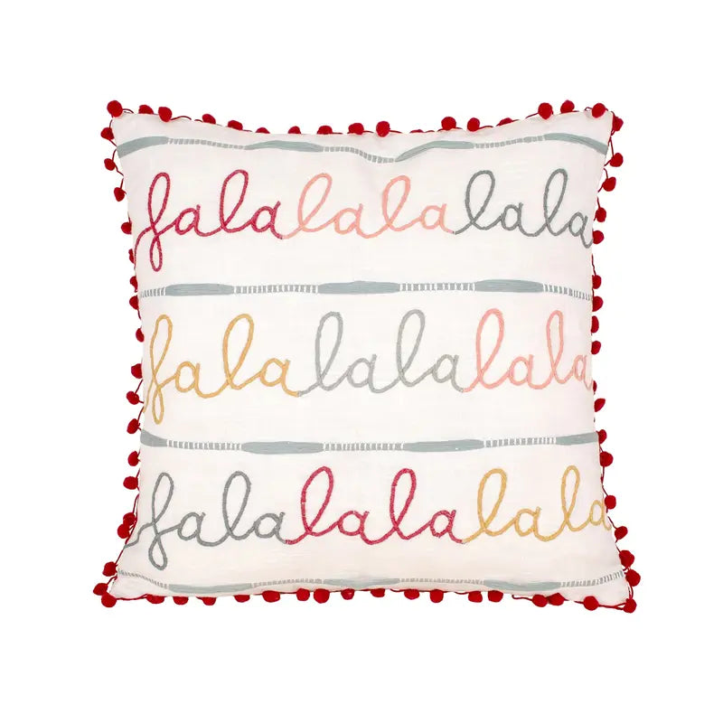 HGTV Home Falala Embroidered 18″ Multicolor Holiday Decor Pillow