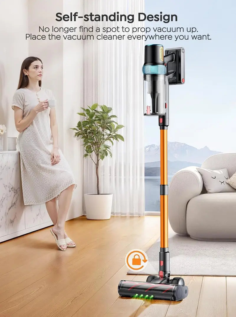 650W Cordless Stick Vacuum Cleaner with 55KPA Suction, 70-Min Runtime, LED Touchscreen & Wall Mount Station for Homes, Carpets, and Pet Hair