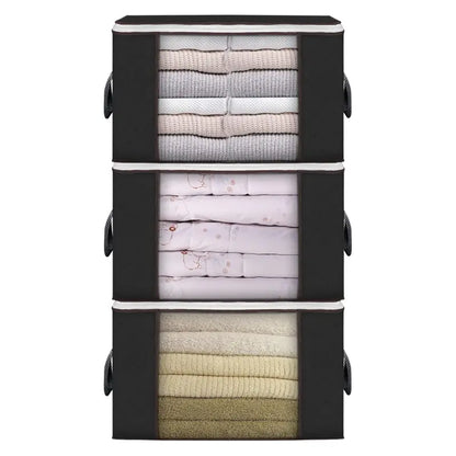 Large 90-Liter Foldable Fabric Storage Bags with Clear Window & Carry Handles