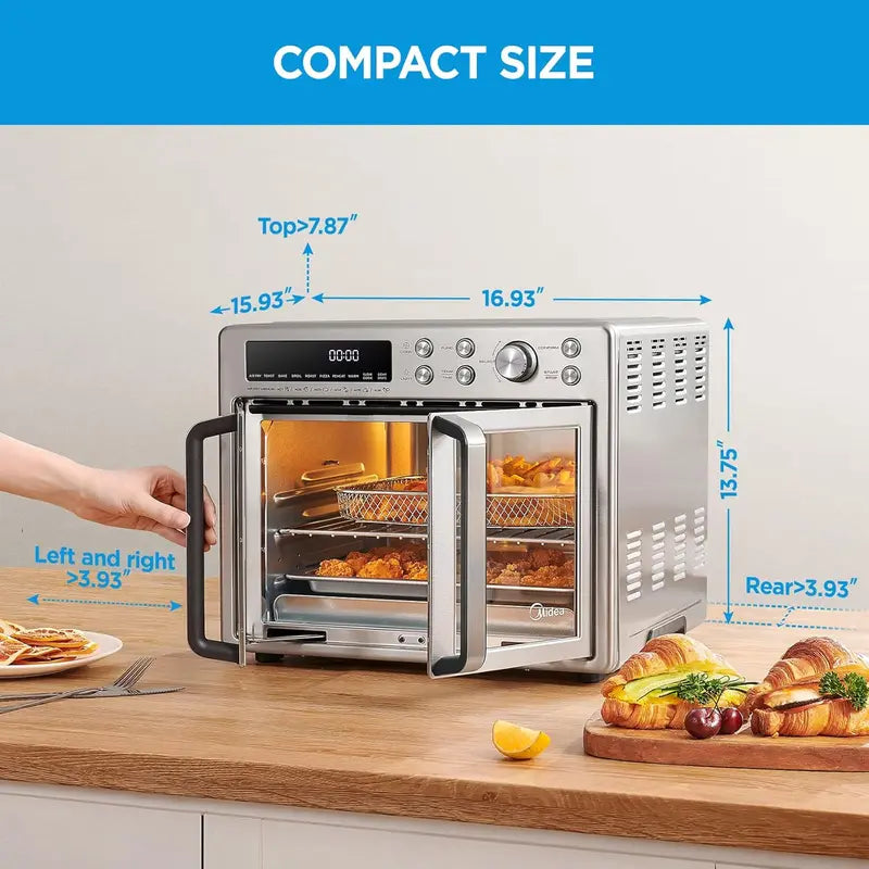 Flexify 26.4-Quart French Door Air Fryer Oven Combo  Extra-Large Countertop Appliance with Dual-Zone Flexibility