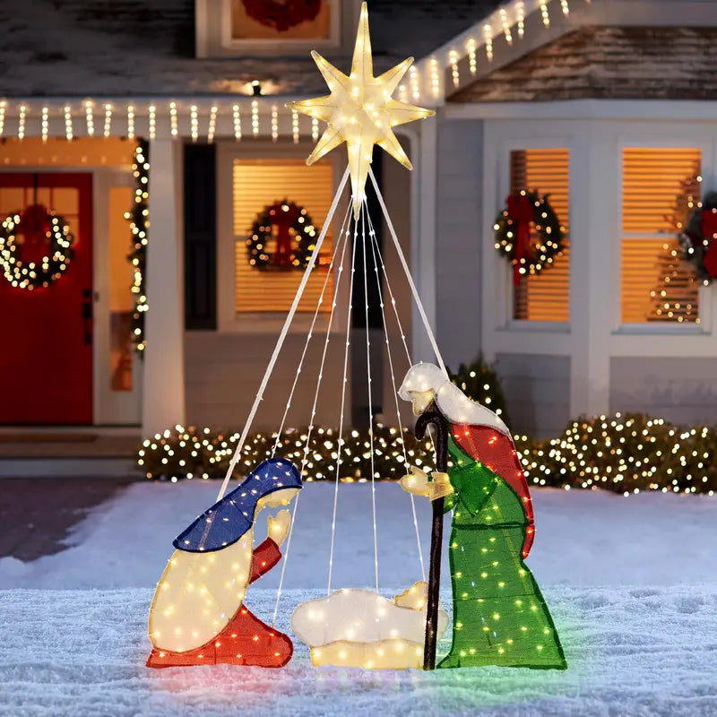 6-Foot Nativity Scene — Illuminated Holy Family Set with 240 Soft-Glow LED Lights