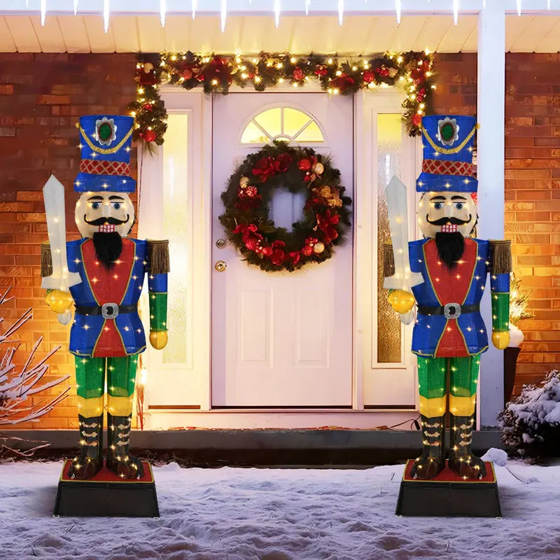 6-Foot Lighted Nutcracker Soldier — Life-Sized Holiday Decoration with Sword and 110 Warm White LEDs