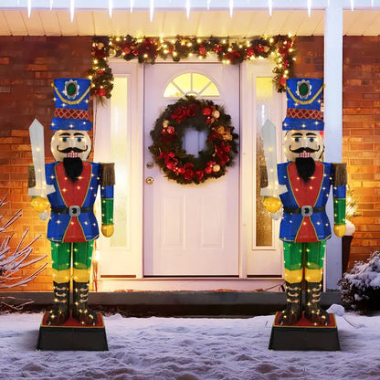 6-Foot Lighted Nutcracker Soldier — Life-Sized Holiday Decoration with Sword and 110 Warm White LEDs