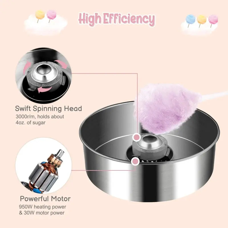 ROVSUN 21-Inch Commercial-Style Cotton Candy Machine on Mobile Cart