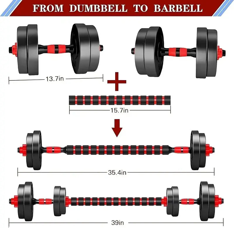 Adjustable Dumbbell Set  Converts to Dumbbells or Barbell for Versatile Training