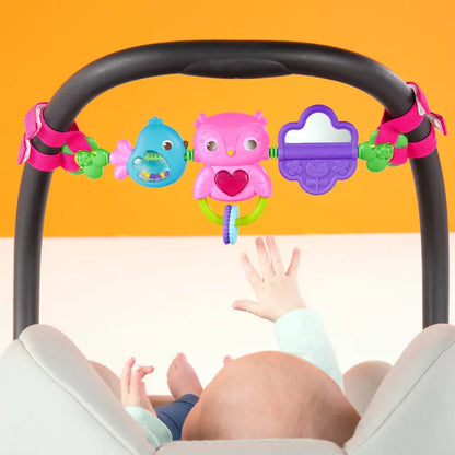 Bright Starts Busy Birdies Carrier Toy Bar Musical Take-Along Toy with Lights, Ages Newborn +
