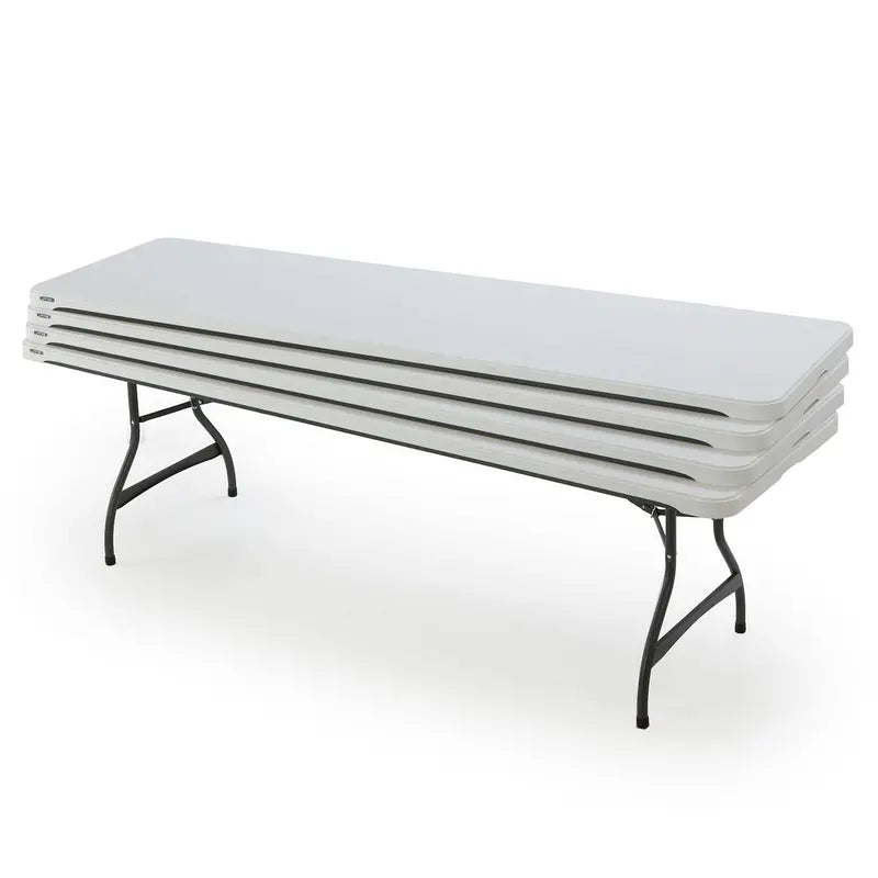 Lifetime Commercial-Grade Stacking Folding Table  Set of 4 White 8-Foot Tables (Model 80344)