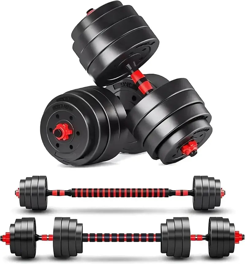 Adjustable Dumbbell Set  Converts to Dumbbells or Barbell for Versatile Training