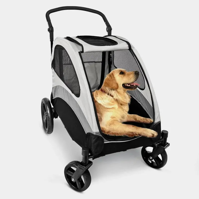 Heavy-Duty Foldable Pet Stroller  Dual-Dog or Multi-Pet Jogger Wagon with 4 All-Terrain Wheels
