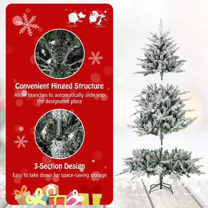 6-Foot Snow-Flocked Hinged Christmas Tree with 260 Color-Changing LEDs