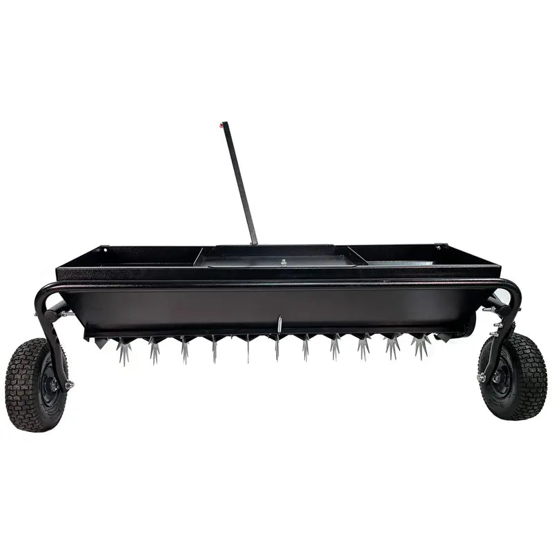 Brinly AS2-40BH-P Lawn Aerator and Spreader  Dual-Function Steel Unit, 100-Lb Capacity, Optimized for Healthy Grass Growth