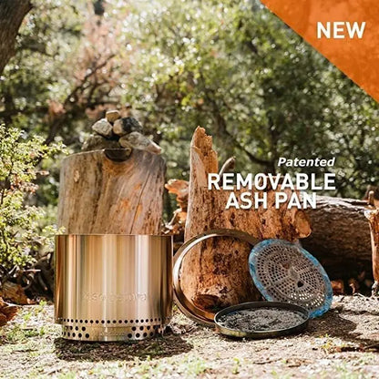Bonfire 2.0 Smokeless Fire Pit  Portable Stainless Steel Wood Burning Fireplace with Removable Ash Pan, 14″x19.5″, 20 lbs, Deep Olive, Ideal for Camping