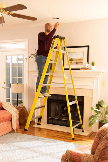Louisville Fiberglass 8-Foot Step Ladder with 12-Foot Reach and 250-Pound Weight Capacity (Model W-3118-08)