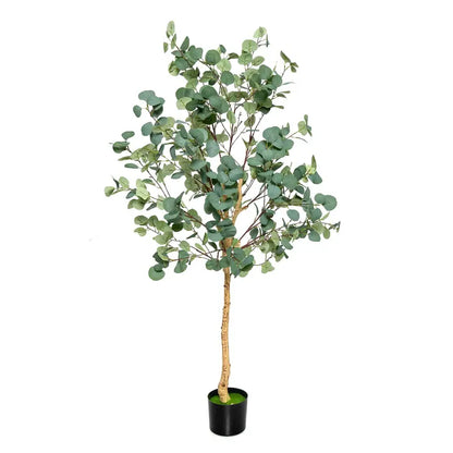 5.5-Foot Faux Eucalyptus Tree  Lifelike Silver Dollar Leaf Plant in Decorative Pot