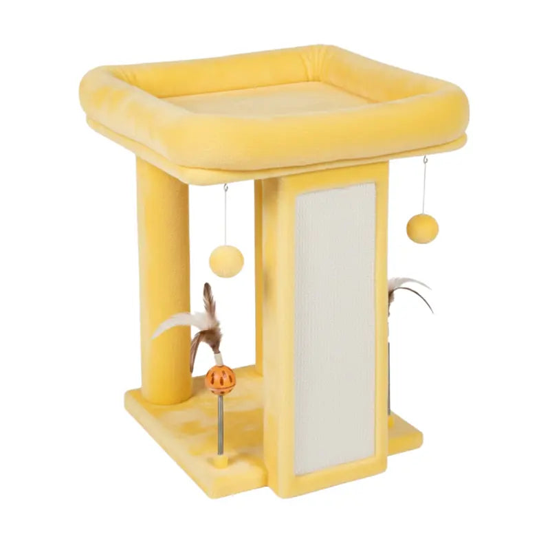 Elevated Cat Tree with Accessible Platform, Scratch Board, and Interactive Toys