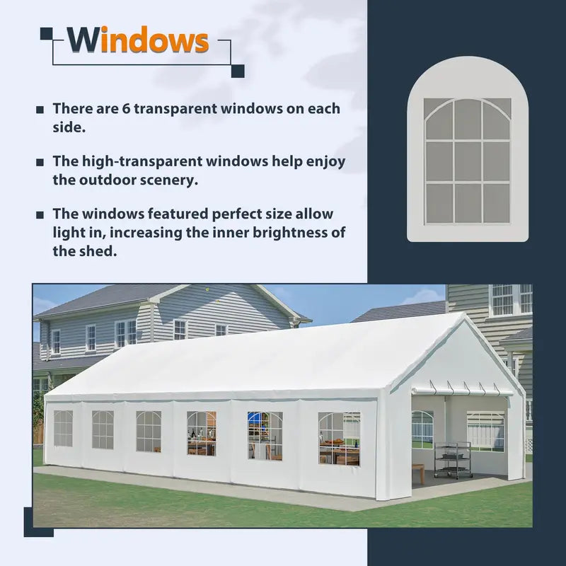 20′ x 40′ Commercial-Grade Party Tent  Waterproof Event Shelter with Zippered Door, Removable Sidewalls & Storage Bags