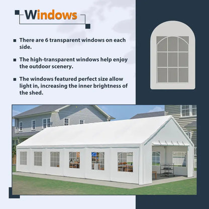 20′ x 40′ Commercial-Grade Party Tent  Waterproof Event Shelter with Zippered Door, Removable Sidewalls & Storage Bags