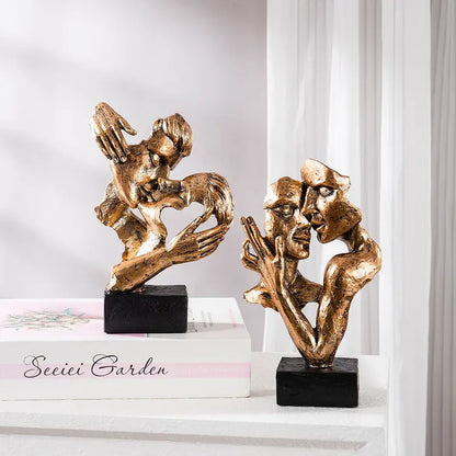 Modern Abstract Kiss Sculpture  Artistic Wall or Shelf Decor
