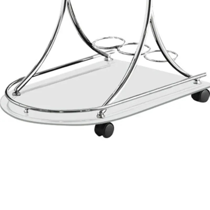 Captivating Serving Cart With 2 Frosted Glass Shelves, Silver- Saltoro Sherpi