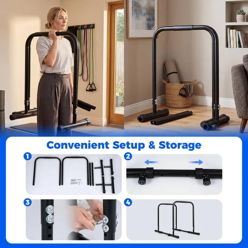 Heavy-Duty Parallettes  660-LB Load Capacity Dip & Push-Up Station